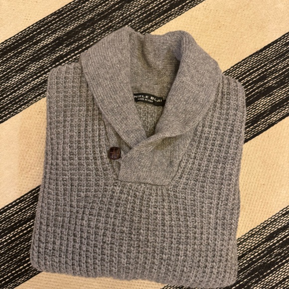 Daniele Blasi Men's Gray Wool Blend Shawl‎ Collar Knit Pull Over Sweater Size M - Picture 10 of 10